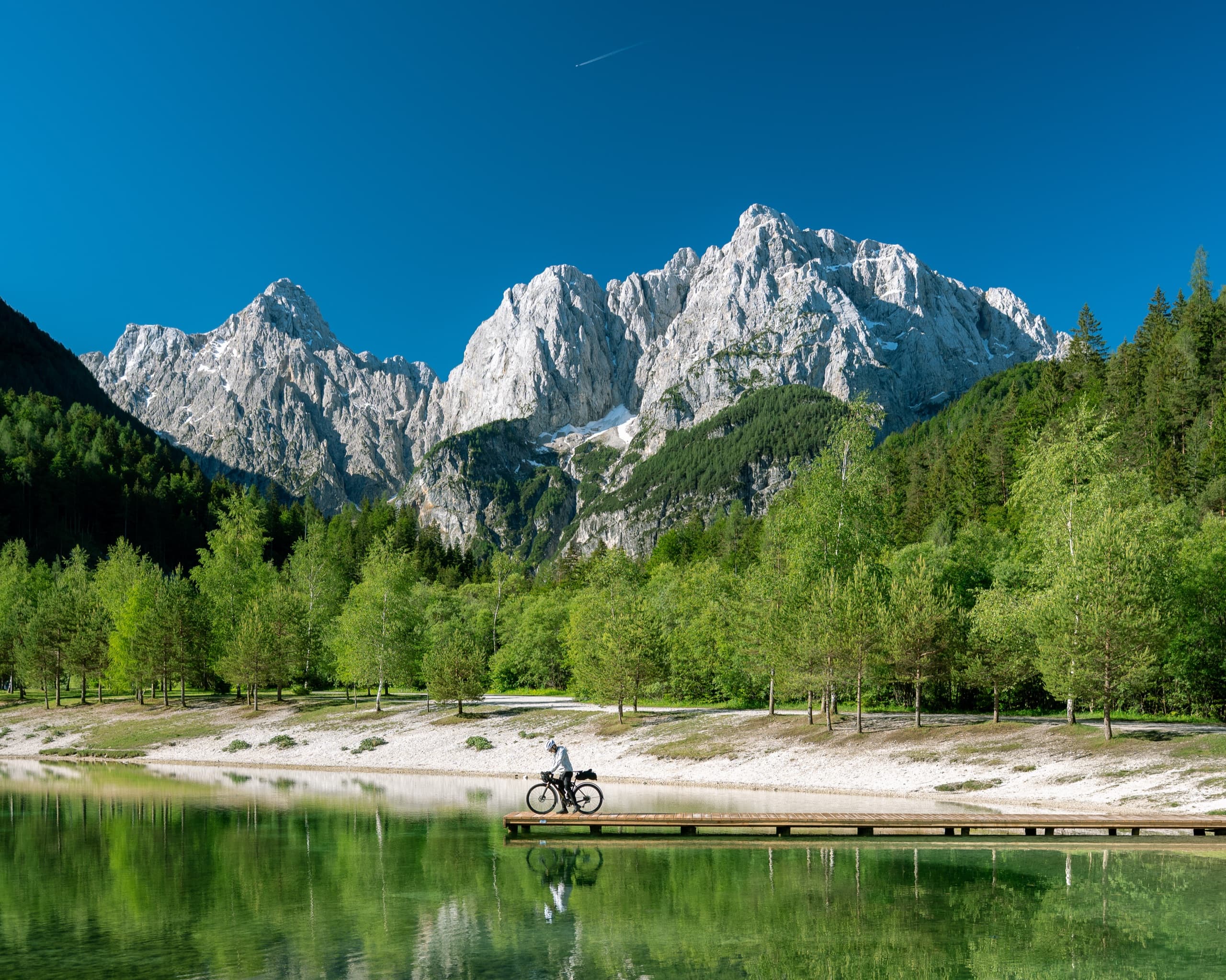 Cyclist riding through scenic Slovenia