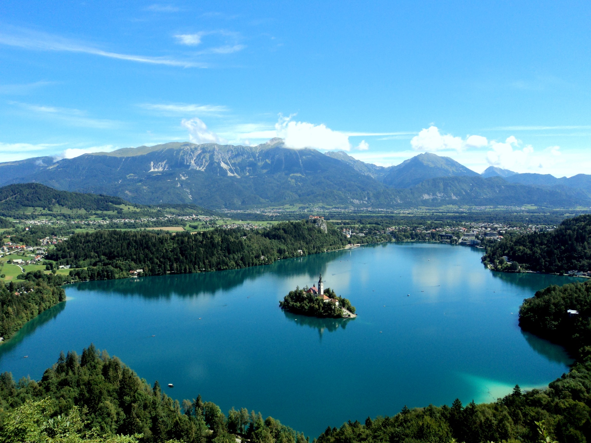Road cycling base in Bled, Slovenia with Julian Alps in background
